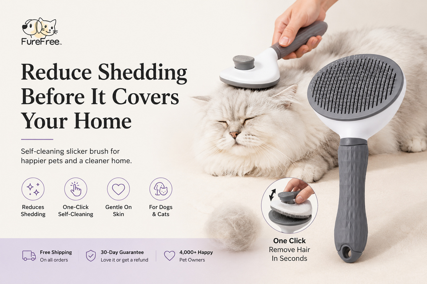 FurFree™ Self-Cleaning Slicker Brush